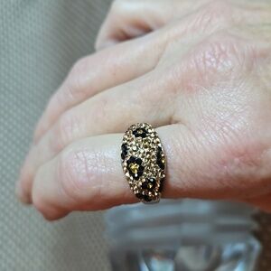 JCM” Sterling 925 Dome Yellow Black Pave Crystal Ring 8